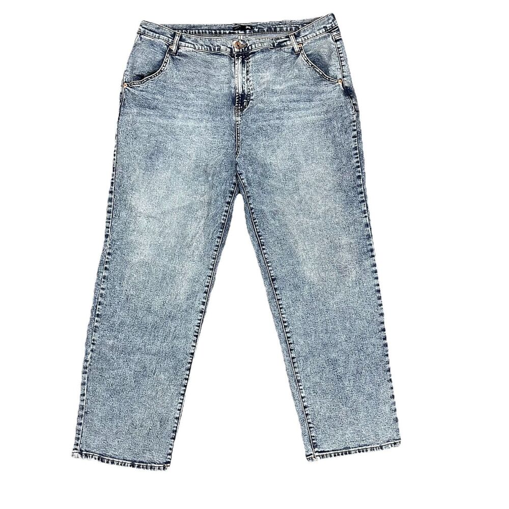 Fashion Nova Medium Wash Denim Blue Jeans Straight Leg High Rise Plus Sz 22